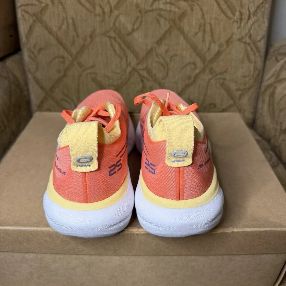 Asics Gel-Nimbus 25 Orange White 10128356 Women's Size 7 Running Shoes